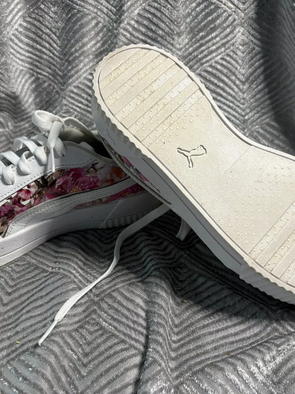 Upcycled Floral Sneakers | Hand-Embellished Puma Shoes | Women’s Size 8